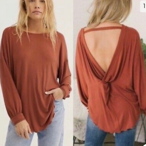 NWT, FREE PEOPLE COWBOY MED TOP in Rust color - Picture 2 of 14
